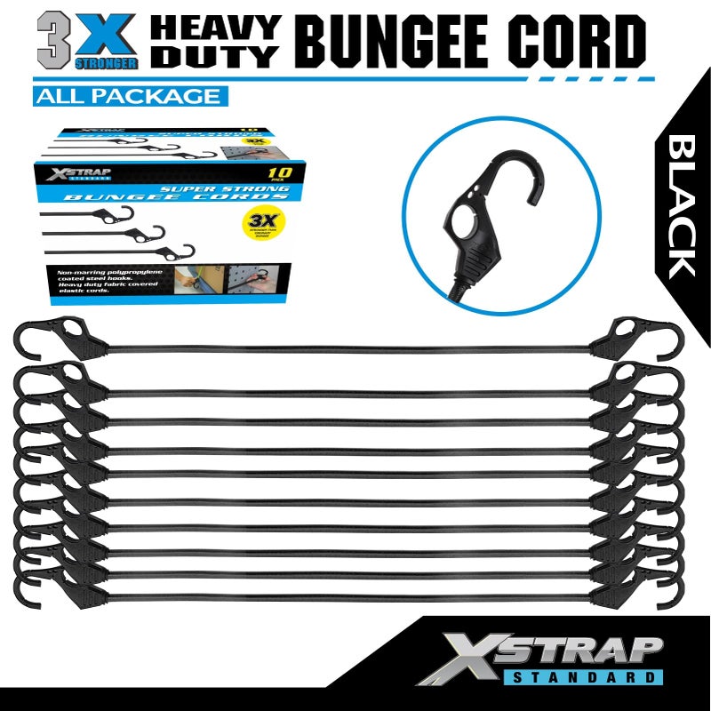 XSTRAP STANDARD Heavy Duty Bungee Cords 10PK 32-Inch Bungee Cords with Finger-Hole Hooks, Ideal for Outdoor, Tarp Covers, Motorcycle, Luggage Rack - Image 5